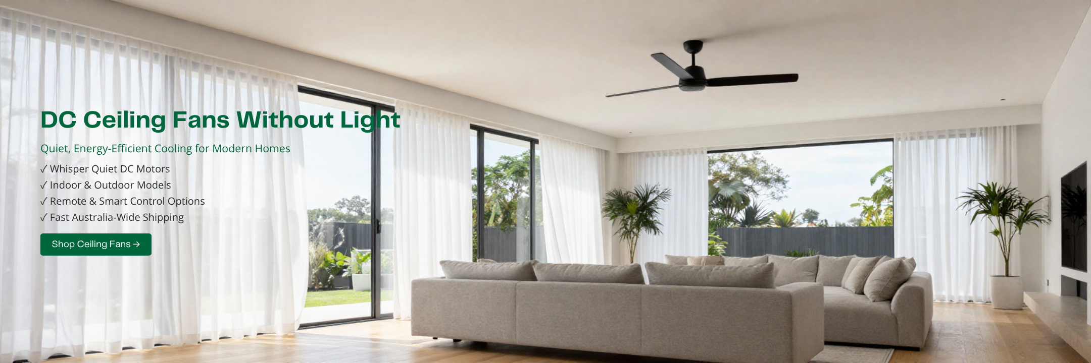 DC Ceiling Fans Without Light. Quiet, Energy-Efficient Cooling for Modern Australian Homes