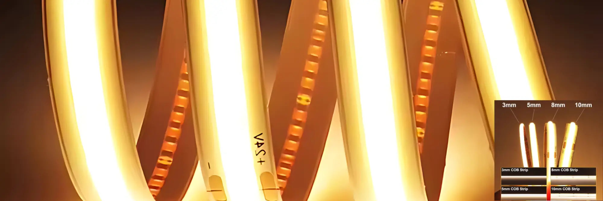 Double row COB LED strip light, emitting bright, uniform light