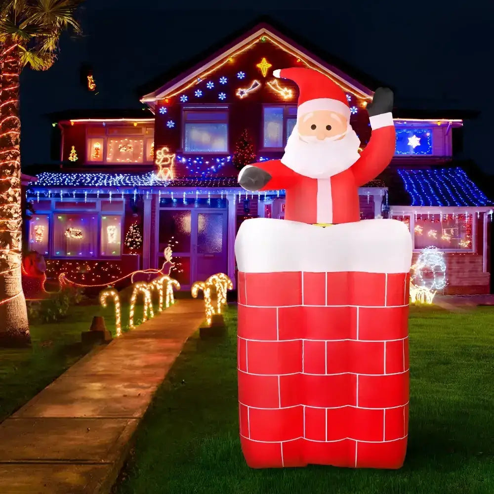 1.8M Christmas Inflatable Santa Pop Up Illuminated Decorations