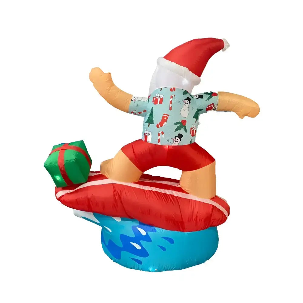 1.8m Inflatable Surfing Santa with Led Lights