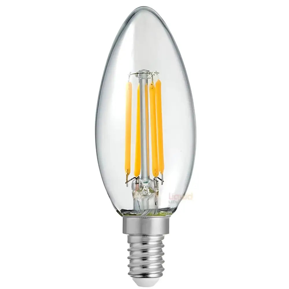 Green Earth Lighting Australia Candle Bulbs 4W 12 Volt DC/AC Candle Dimmable LED Bulb (E14) Clear in Warm White F414-C35-C-12V