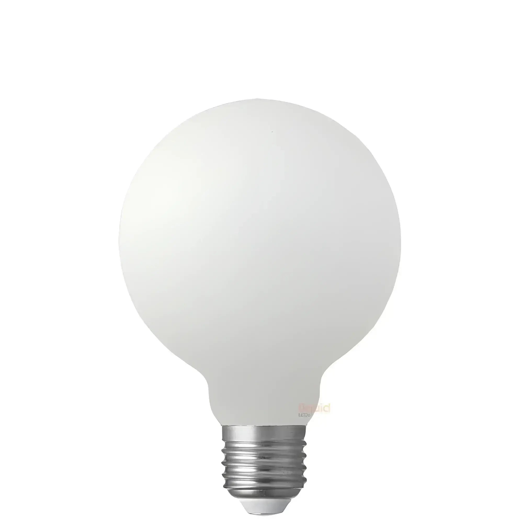 A 12w led filament globe with a frosted matte white globe and e27 edison screw base for dimmable lighting
