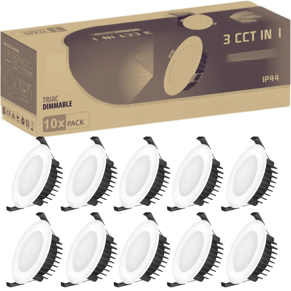 13W Tri-Colour Dimmable LED Downlight | 90mm Cut Out | Kakadu Trade Pack 10 - Home & Garden > Lighting