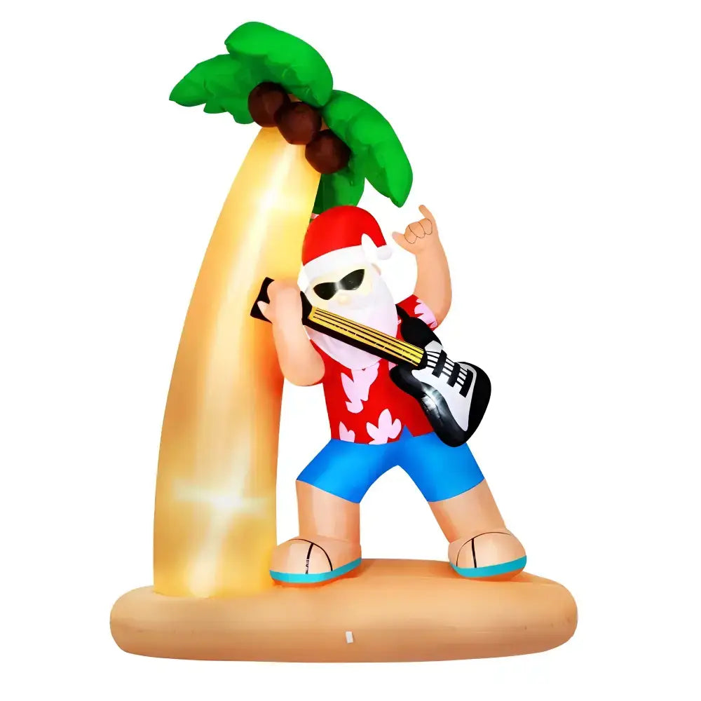 2.1m Inflatable Santa with Guitar - Festive Led Decor