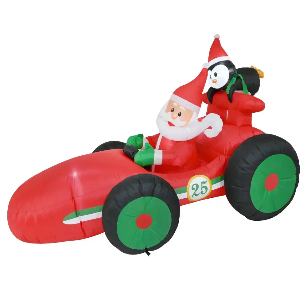 2.25m Santa Race Car Inflatable - Festive Holiday Decor