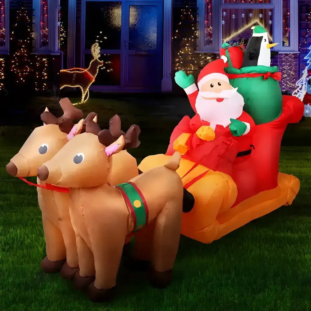 2.2M Christmas Inflatable Santa Sleigh Illuminated Decorations