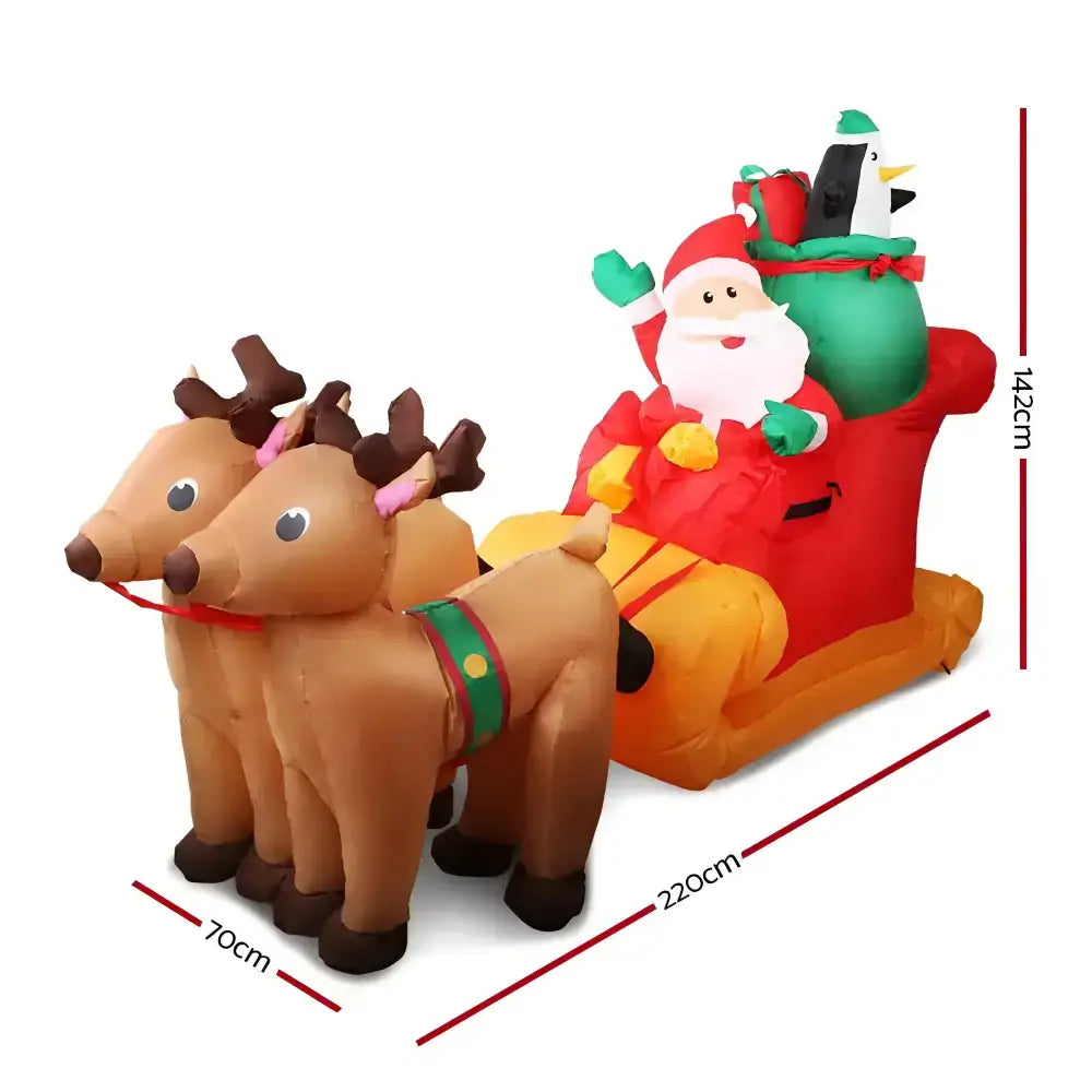 2.2m Inflatable Santa Sleigh Decorations with Led