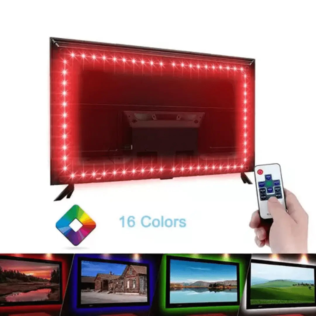 Tv Led Strip Light Kit – Rgb Backlight 2 Meter Set (usb Powered)