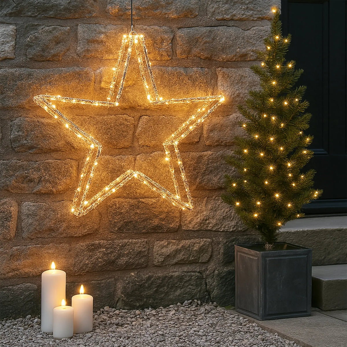 3D acrylic star Y25 with warm white illuminated lights