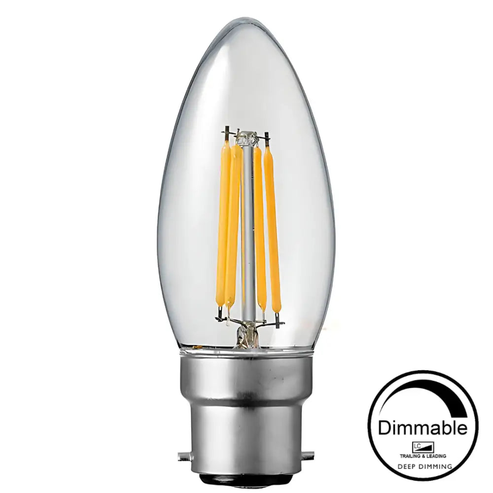 Green Earth Lighting Australia GLOBES Single Globe 4.2W 470lm B22 Warm White Clear Dimmable LED Candle C3521D