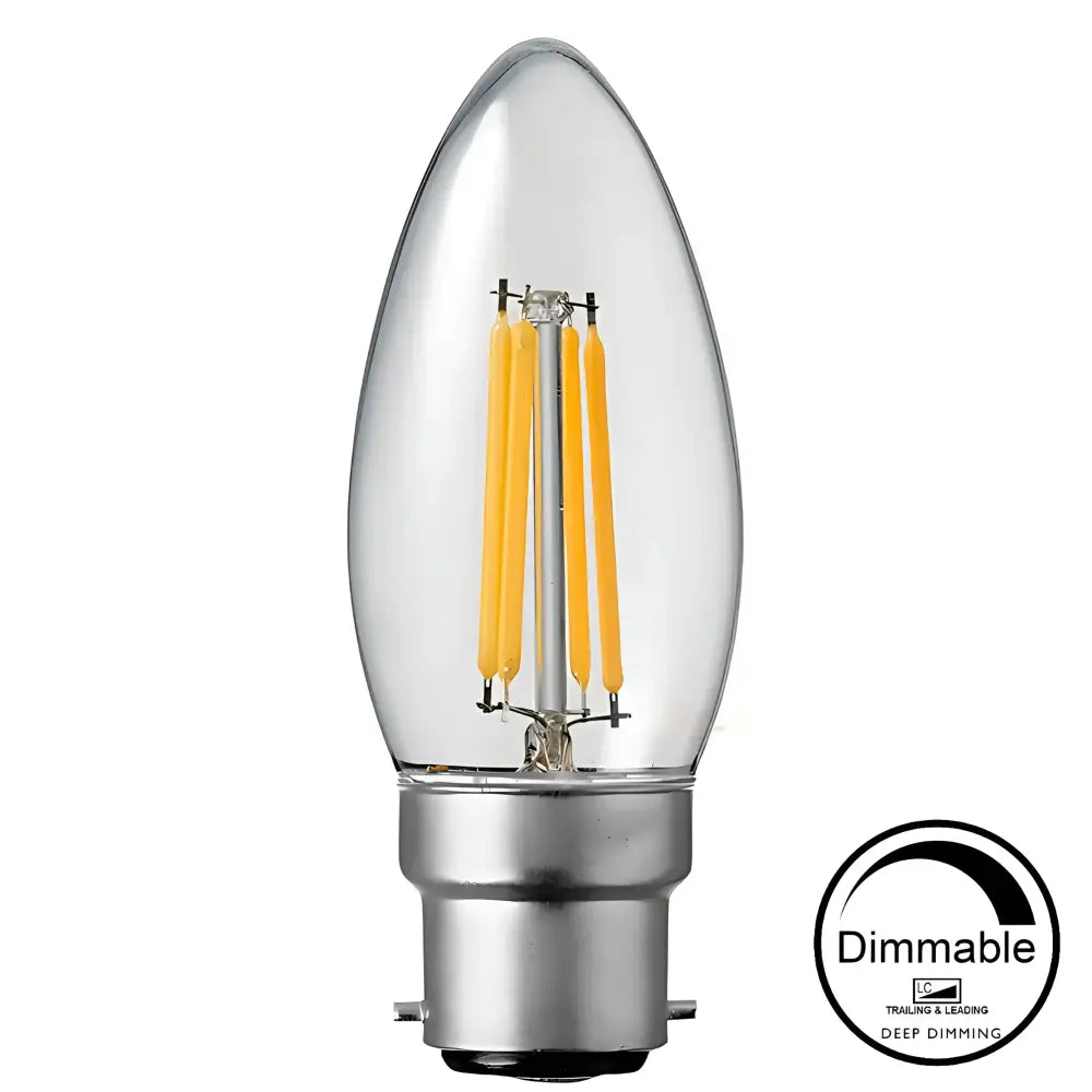 Green Earth Lighting Australia GLOBES Single Globe 4.2W 470lm B22 Warm White Clear Dimmable LED Candle C3521D