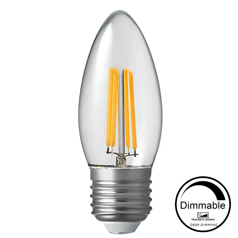 Green Earth Lighting Australia GLOBES Single Globe 4.2W 470lm E27 Warm White Clear Dimmable LED Candle C3531D