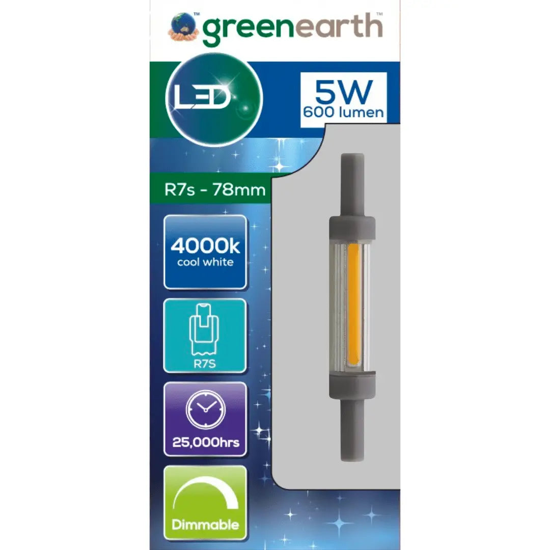 5w 600lm R7s 78mm 4000k Green Earth Lighting Australia