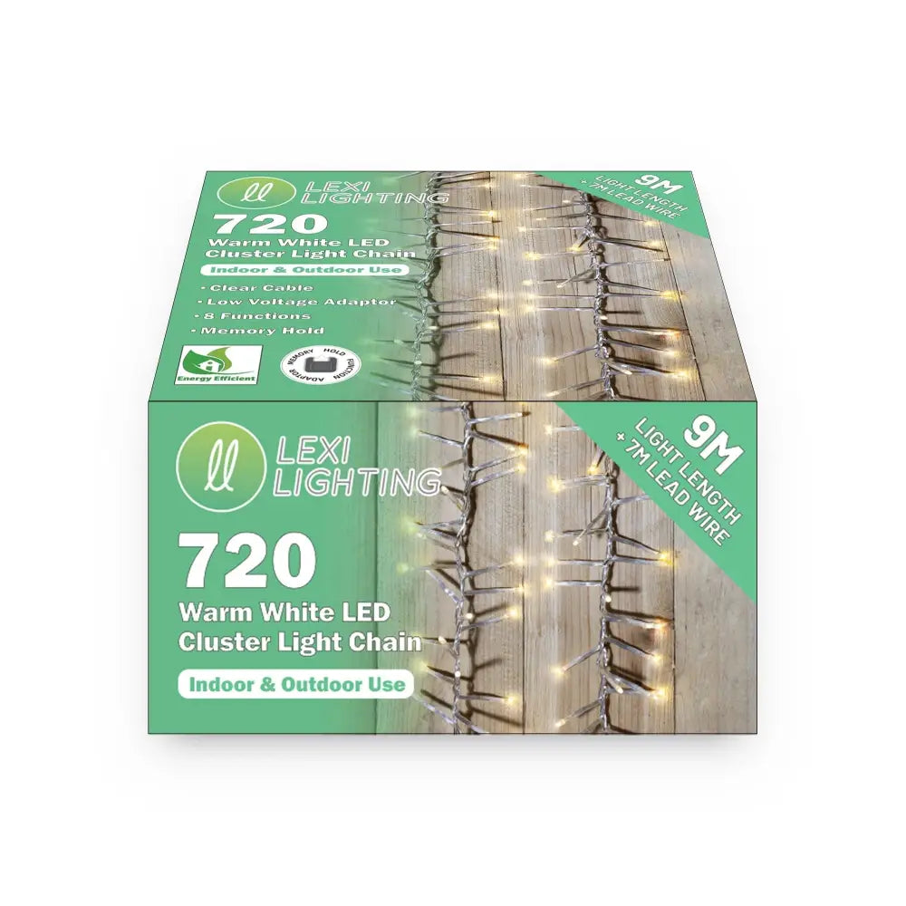 Lexi Lighting Cluster Light 720 LED Cluster Light With Clear Cable -3 Colour Options