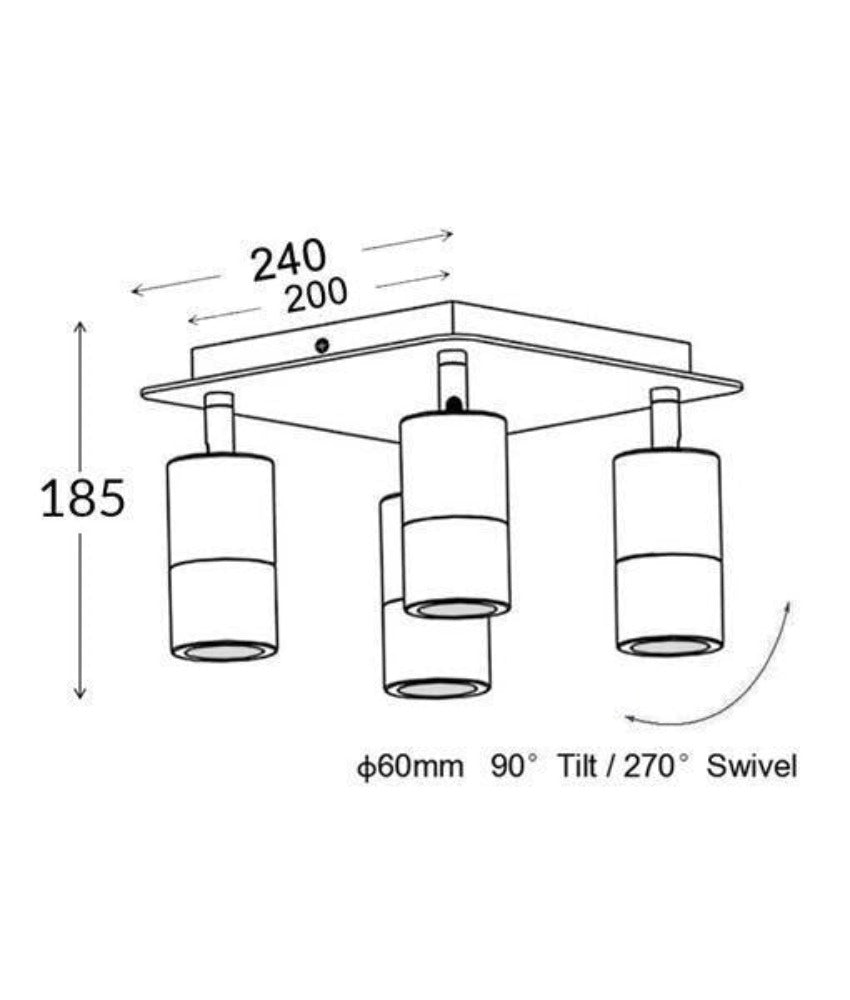 CLA PG4SQ - 4xGU10 4 Light Square Adjustable Spot Light IP44