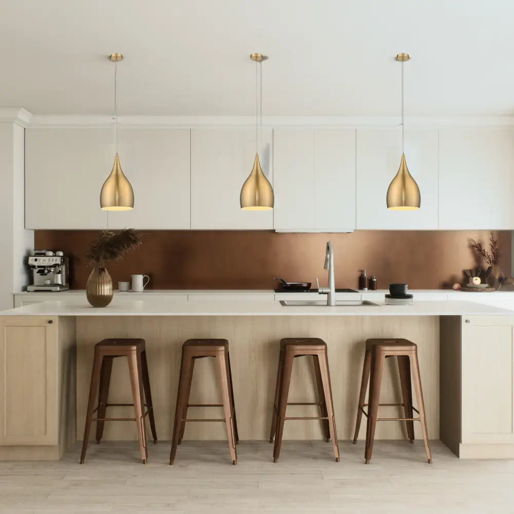 Jade 240 Brushed Brass Pendant Light | Modern Minimalist E27 Hanging Light