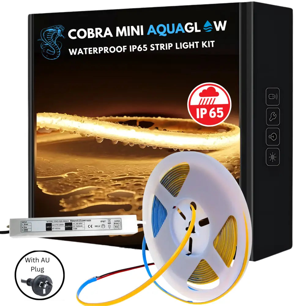 COBRA Mini AquaGlow IP65 6W/m COB LED Strip Light Kit | 5 meter