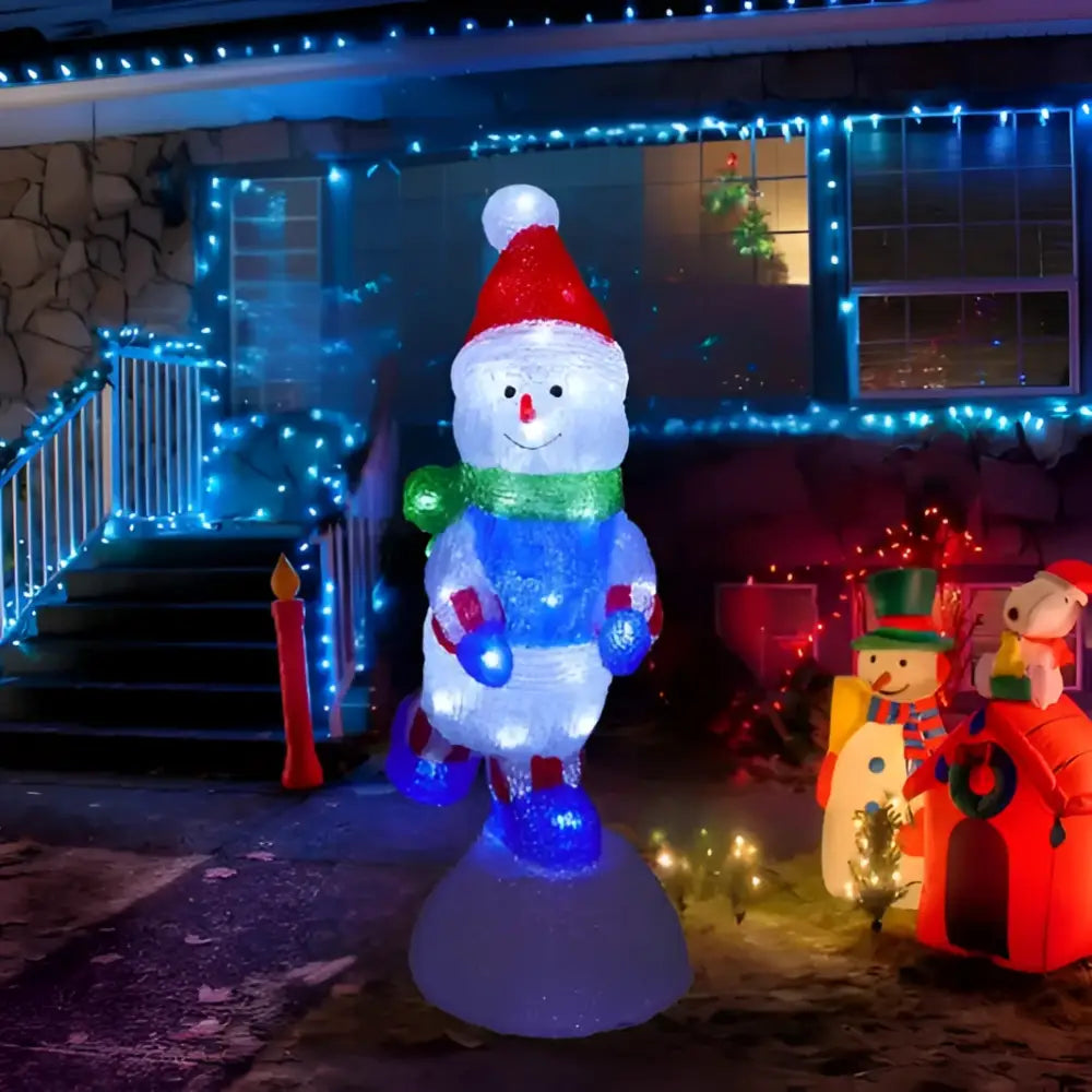 Acrylic LED Snowman on Snowball - H46cm