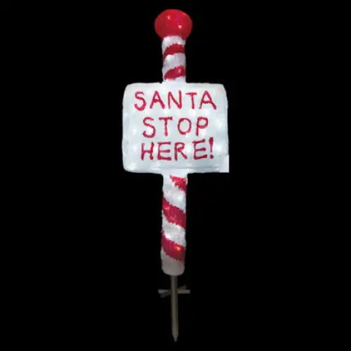 Acrylic Santa Stop Here Sign w/ Metal Floor Sticker - H100cm
