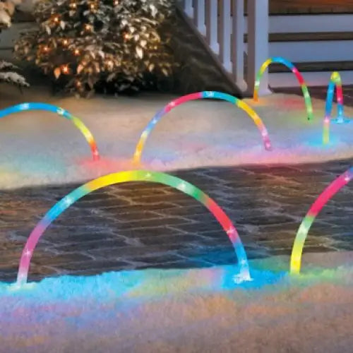 Set of 4 Arch Pathway Candy Cane Lights - RGB
