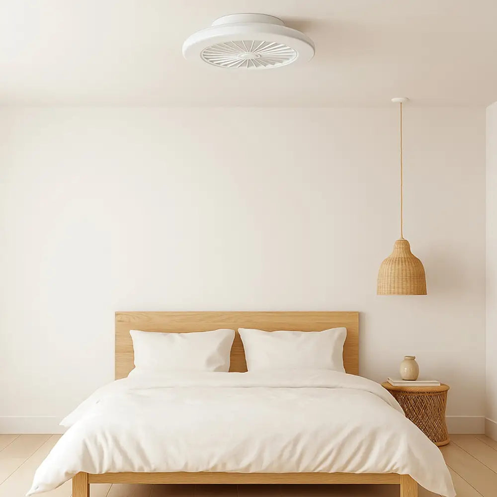 Viftu1 19” Low Profile DC Ceiling Fan White with Remote Control + CCT LED Light