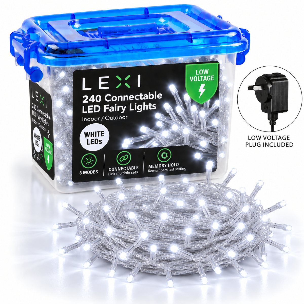 Lexi Lighting 21M 240 LED White Colour Connectable Fairy Lights