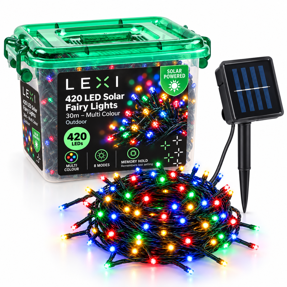 Lexi Lighting 420 LED Solar Fairy Lights 30m – Multi Colour