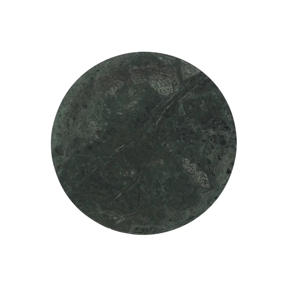 Round dark stone coaster on a white background
