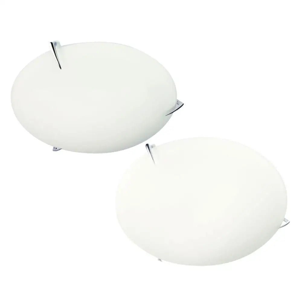 Two white round Claw oyster ceiling lights, flush-mount E27 globe style
