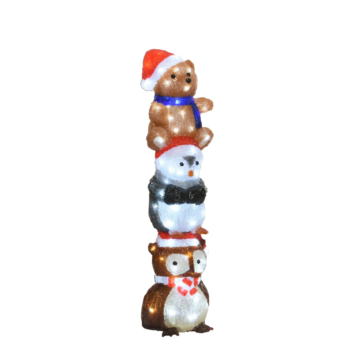 Lexi lighting acrylic owl penguin and bear stacked Christmas LED lights H63cm