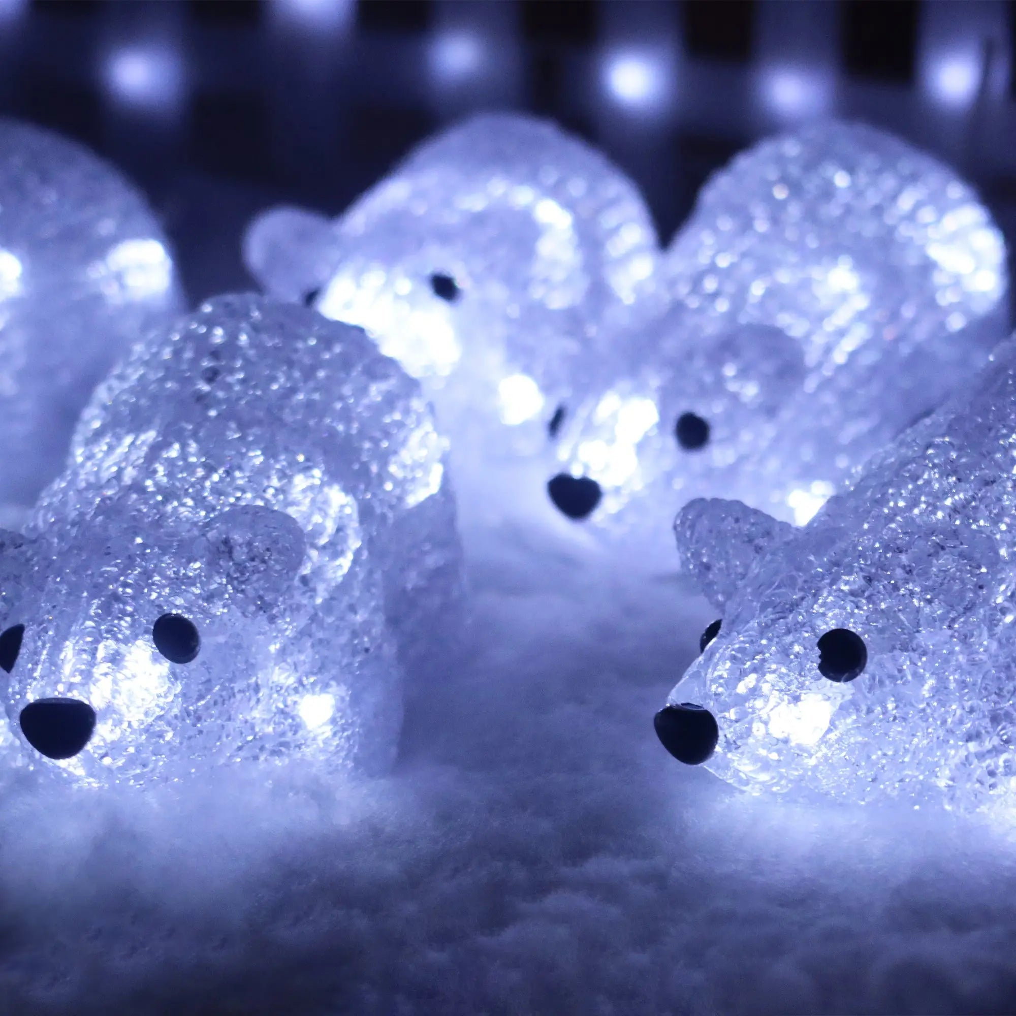 Acrylic Rat Christmas Lights Plug-in Set of 5 White Led