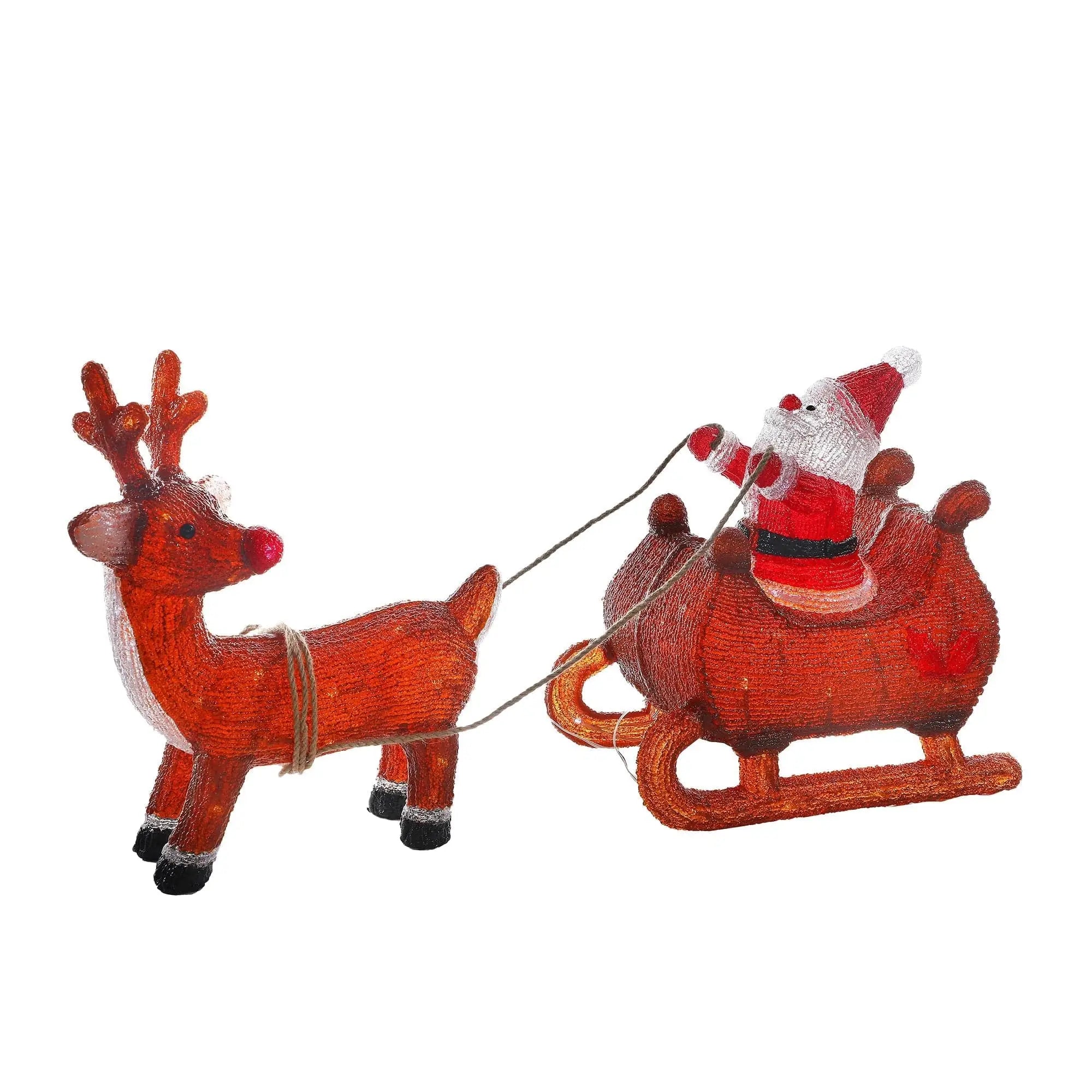 Acrylic Santa Sleigh with Reindeer Green Earth
