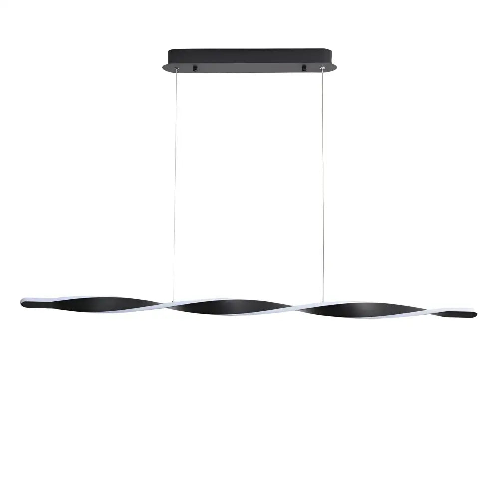 Oriel Aeon LED linear pendant light with spiral black aluminium body.