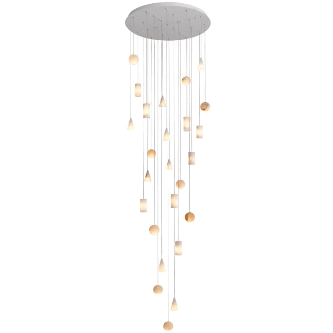 Celestia 25 Led Alabaster Multi Drop Staircase Pendant