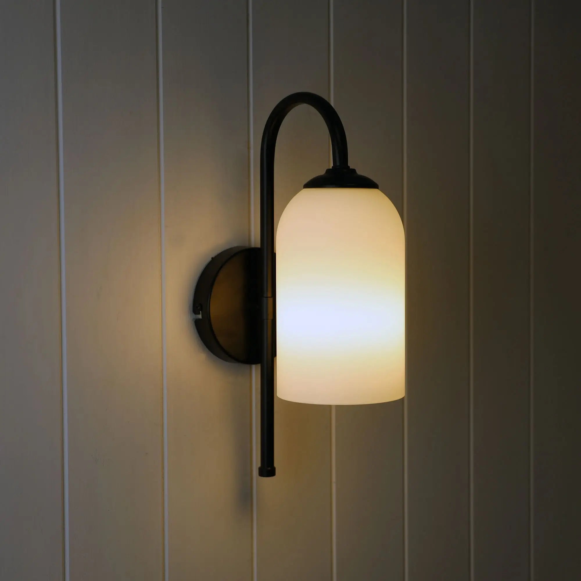 Arlington Wall Light Matt Black Opal Glass Modern