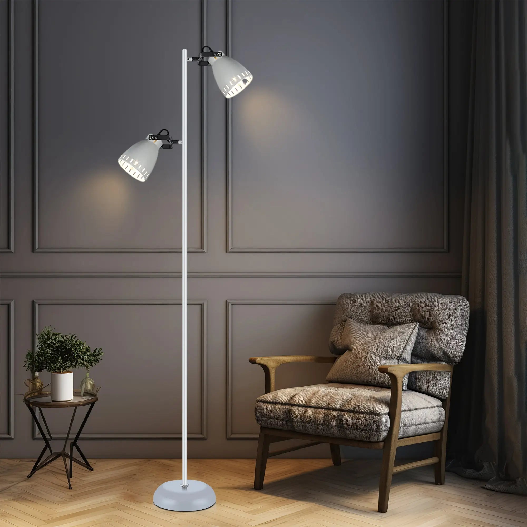 Lexi Lighting Audrey Floor Lamp White with two adjustable arms