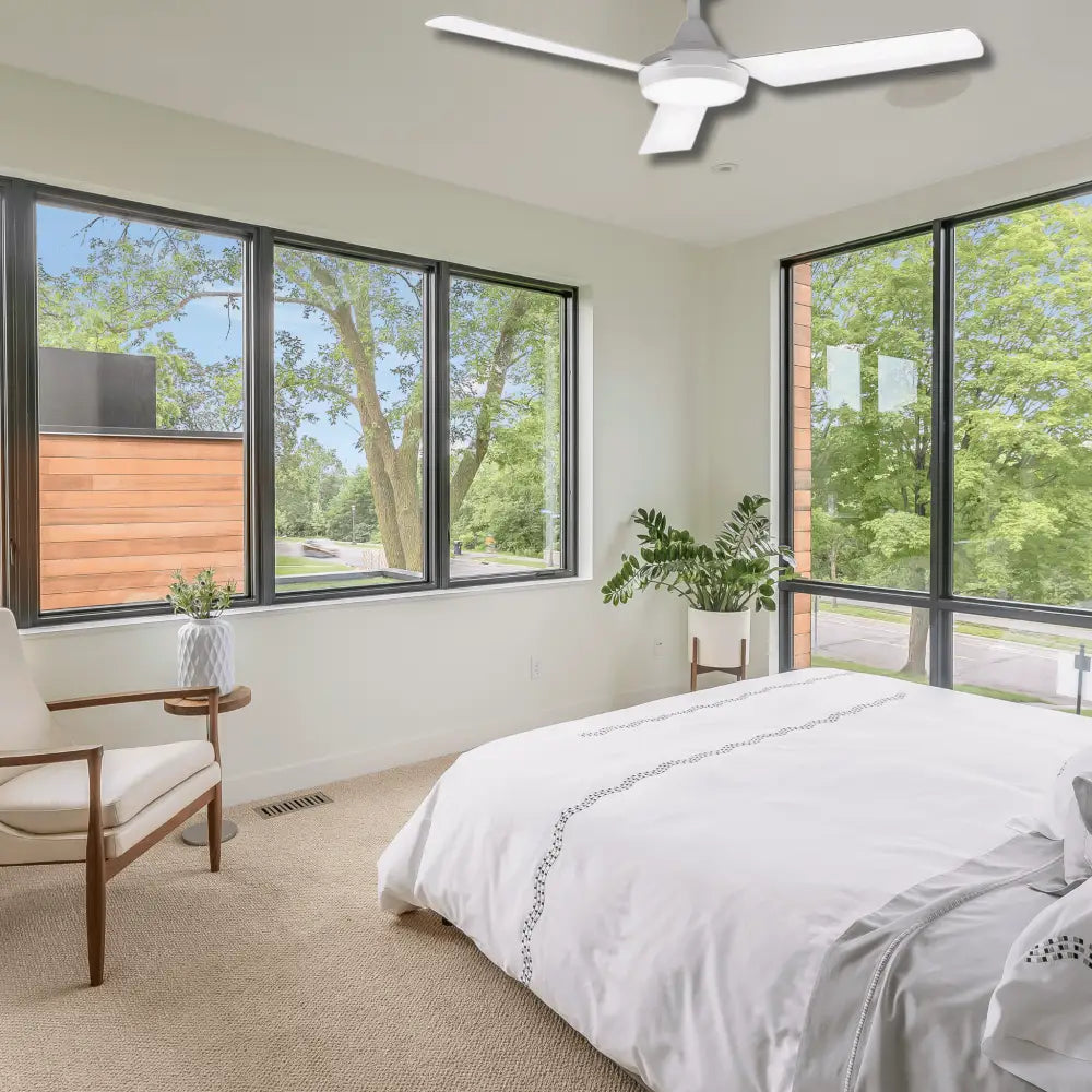 Green Earth Lighting Australia Ceiling Fan AXIS 48" White DC Ceiling Fan with Remote & CCT LED Light 60031