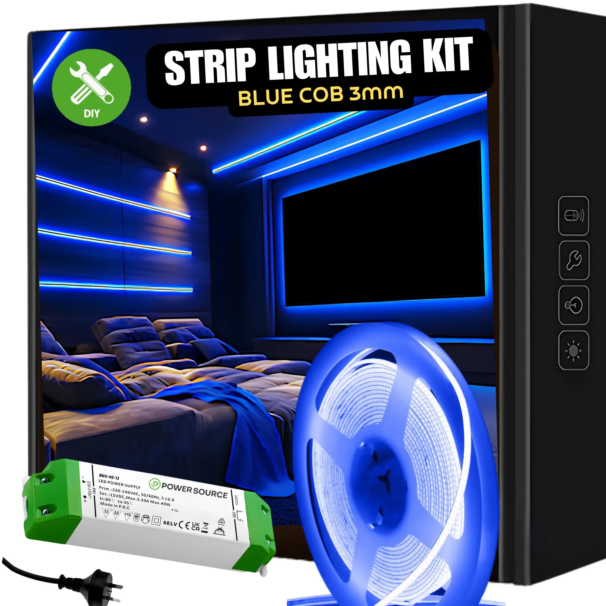 Blue Colour Led Strip Lighting Kit Ultra Slim Ip20 5 Meters