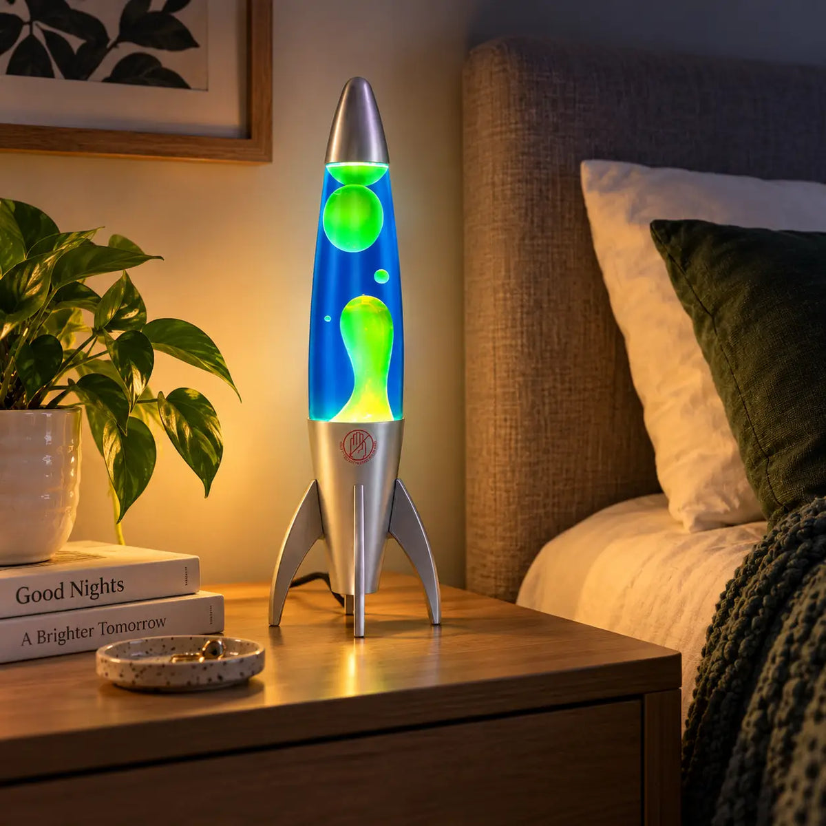 Blue Green Rocket Motion Lava Lamp - 37cm Retro Table Lamp