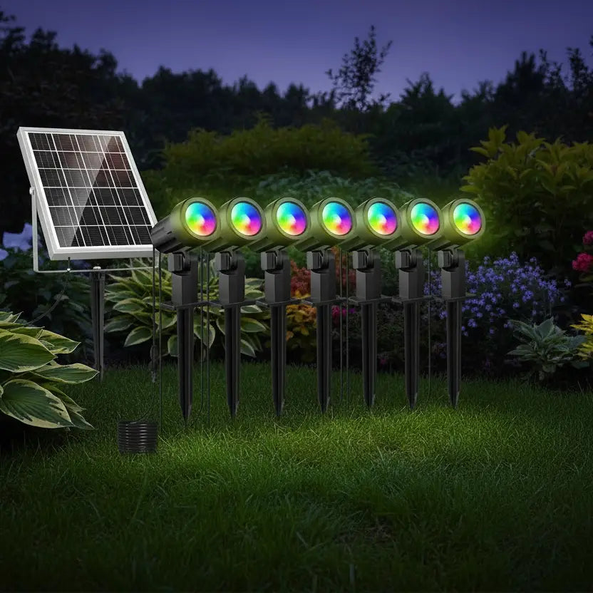 Botanical 6-in-1 RGB LED Solar Garden Spike Kit