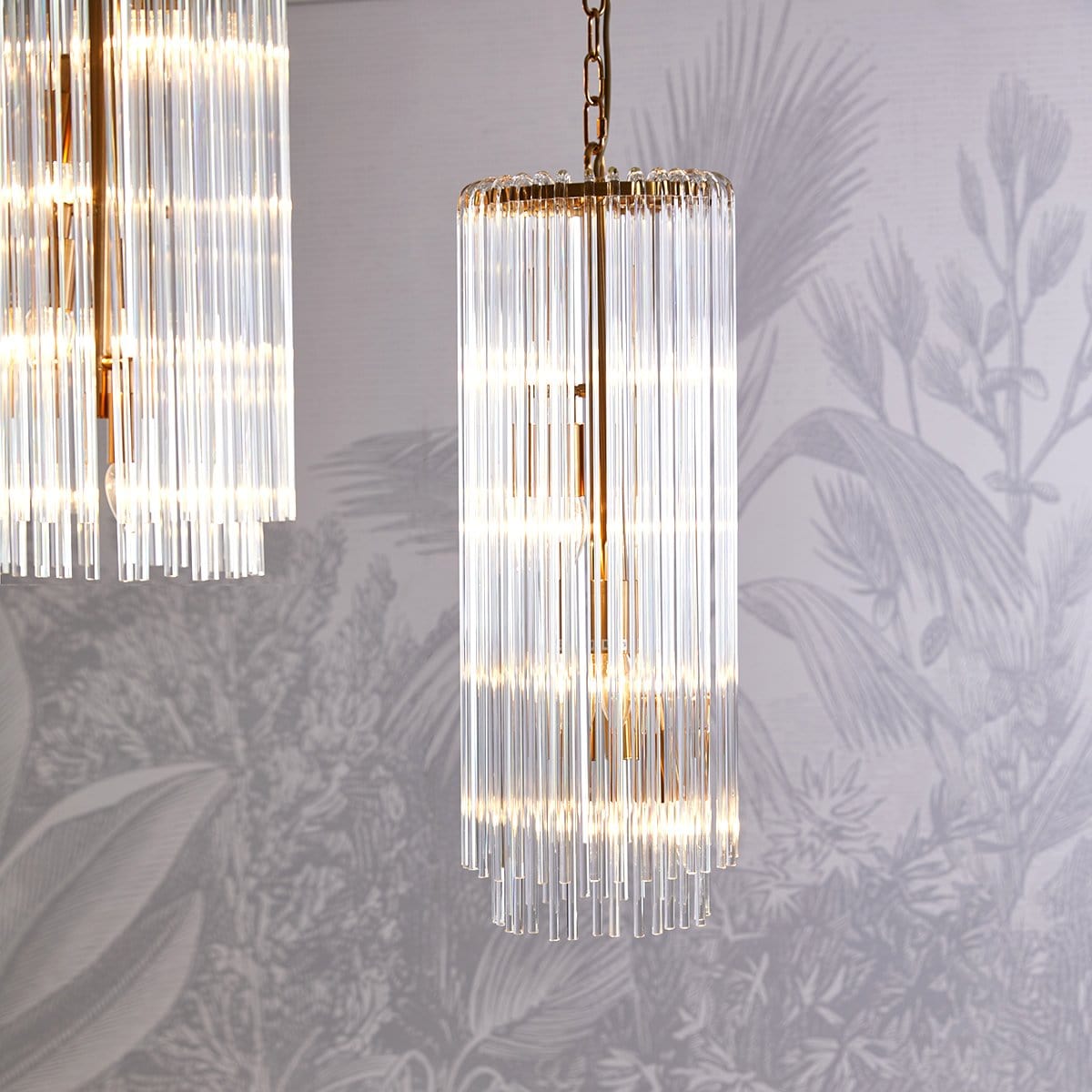 CAFE Lighting & Living Pendant ZARA LONG Brass with Handmade Glass Rods Pendant 20678