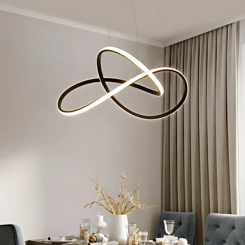 Charlotte 500mm Black Tri-Colour LED Pendant Light - Twisted Aluminium Frame