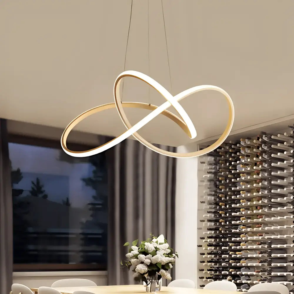 Charlotte 500mm Brass Tri-Colour LED Pendant Light - Twisted Aluminium Frame