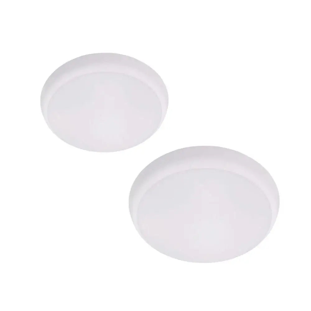 Two round white Cla Oyster-Dim tri colour oyster ceiling lights