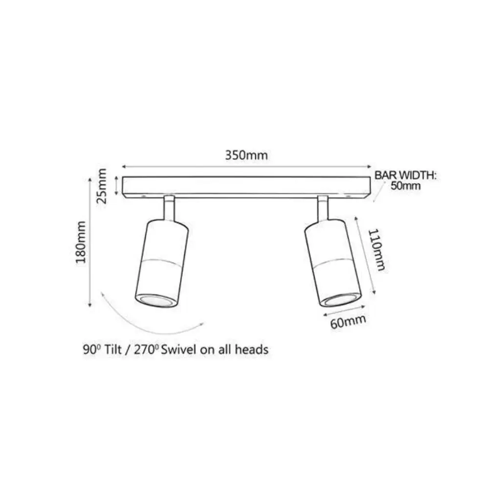 CLA PG2BAR - LED 2 Light Bar Adjustable Rail Ceiling Spot Light