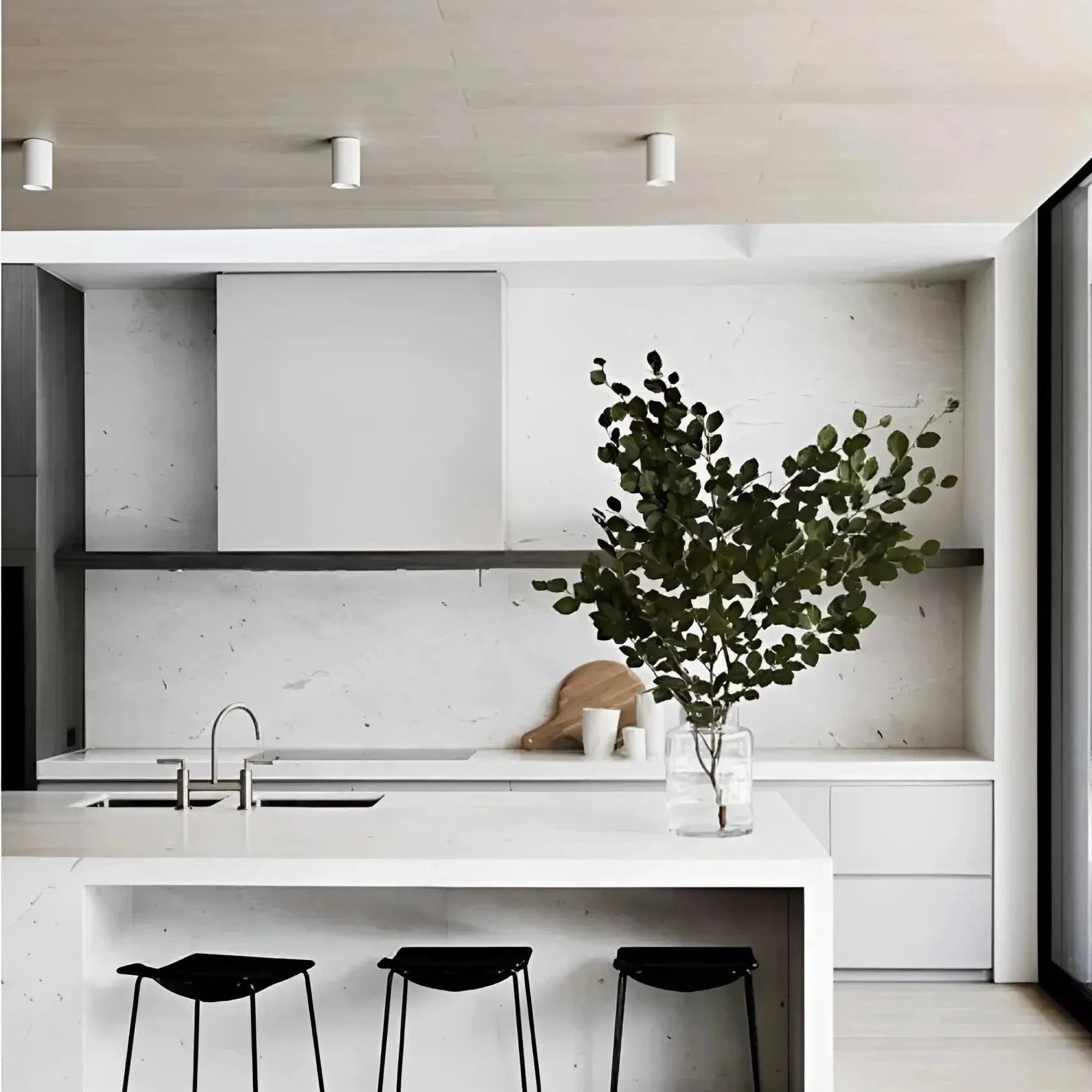Modern minimalist kitchen island with CLA Surface 17A/18A GU10 downlight