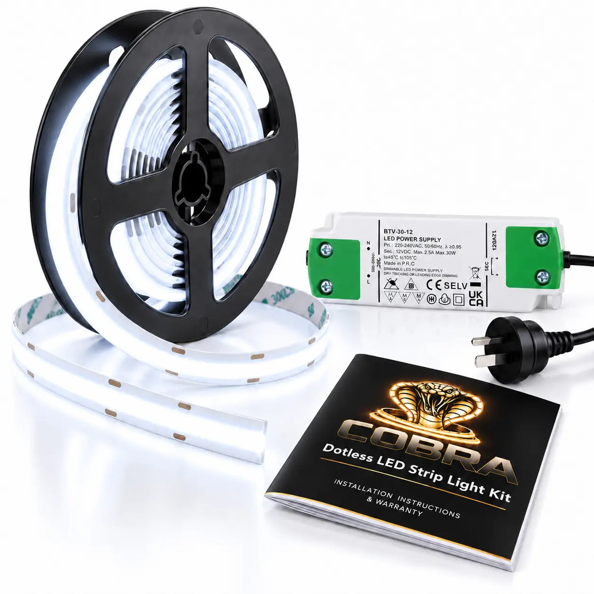 COBRA Core 12W/m Dotless COB LED Strip Light Kit – 6000K Daylight