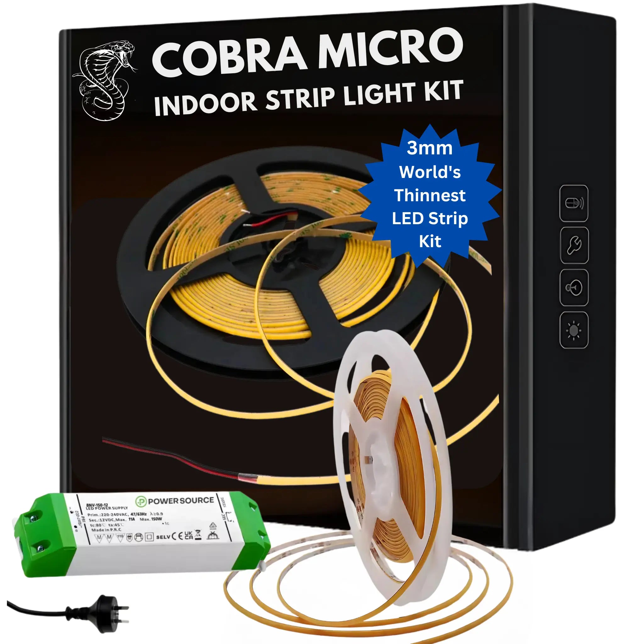 Cobra Micro 3mm Cob Led Strip Lighting Kit 5 Meter