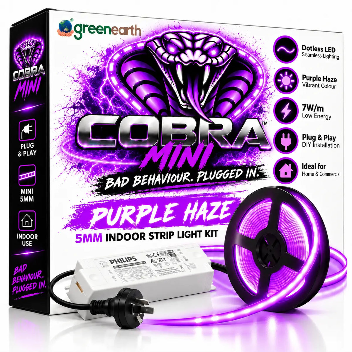 COBRA MINI Purple Haze – 5mm Dotless Violet COB LED Strip Light Kit