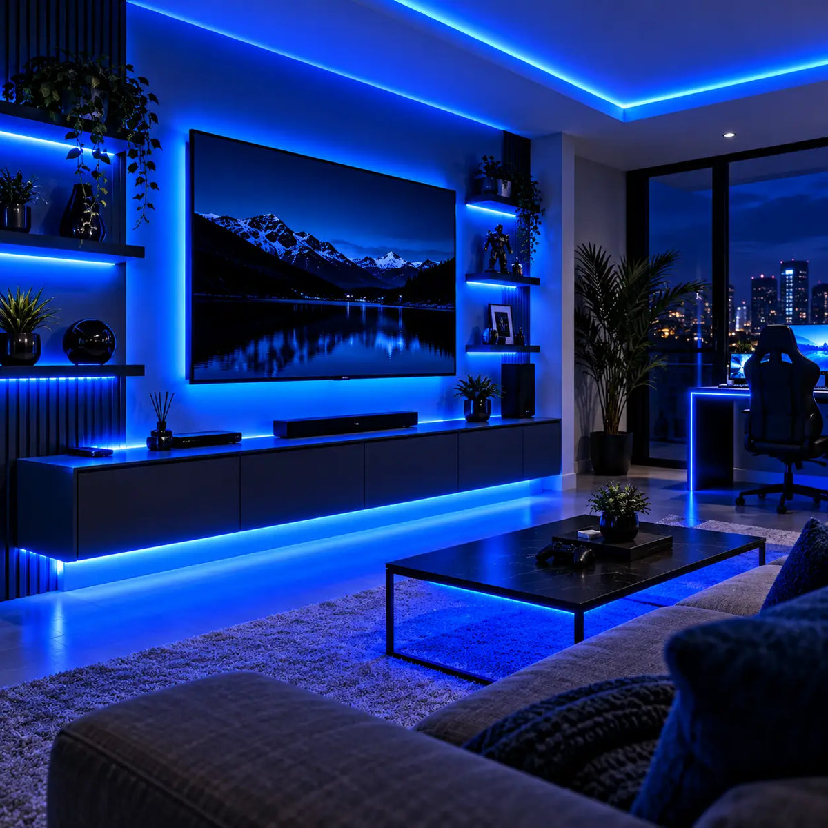 COBRA MINI Shockwave Blue 5mm dotless COB LED strip light kit with Philips driver, seamless blue illumination and plug-and-play installation.